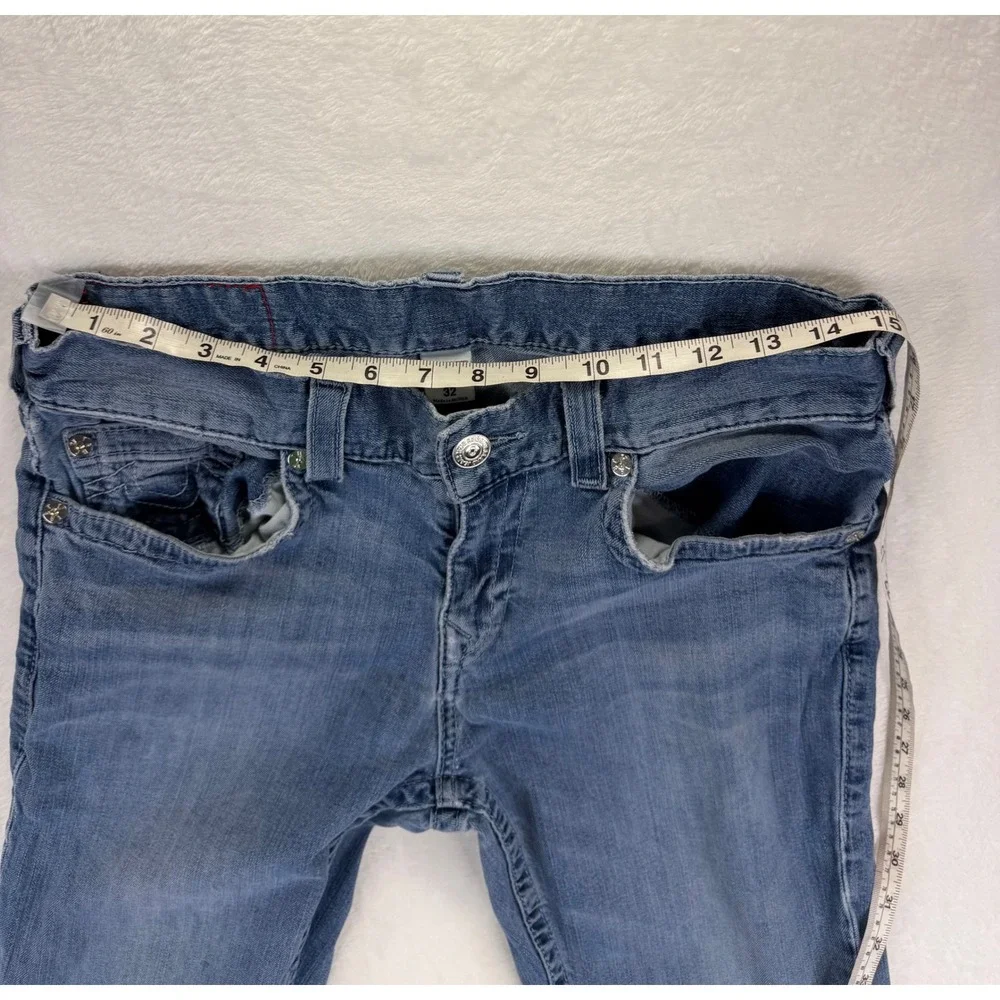 True Religion Mens Straight Leg Jeans Blue Medium Wash Denim Size 32x27